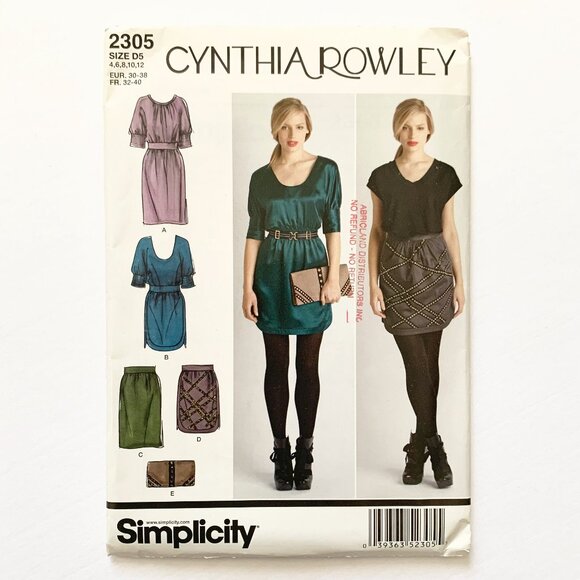 Simplicity Cynthia Rowley Dress Skirt Sewing Pattern 2305 Size D5 4-12 Uncut - Picture 1 of 4